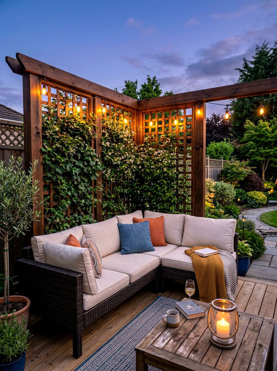 Patio Corner Privacy Trellis - 30 trellis privacy ideas