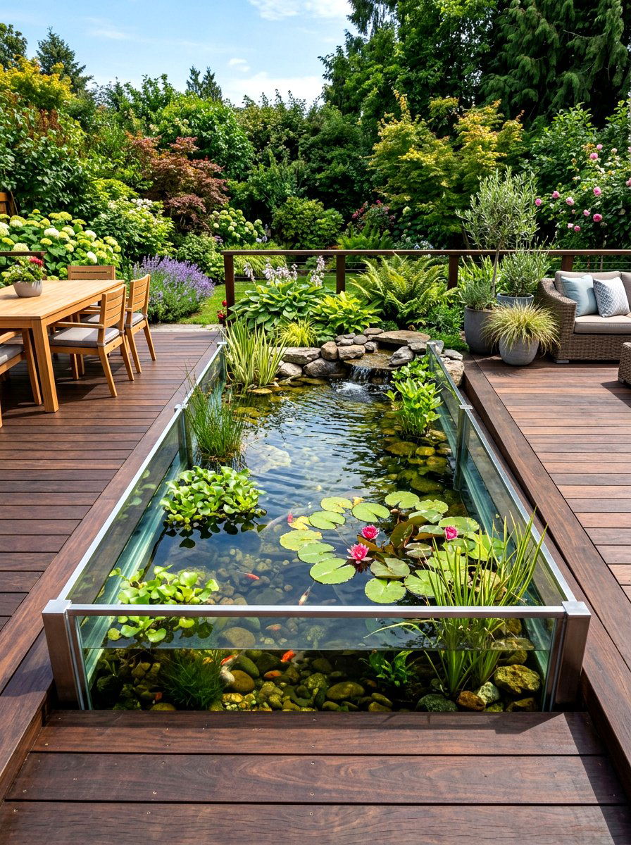 Patio Deck Pond - 30 frog pond ideas
