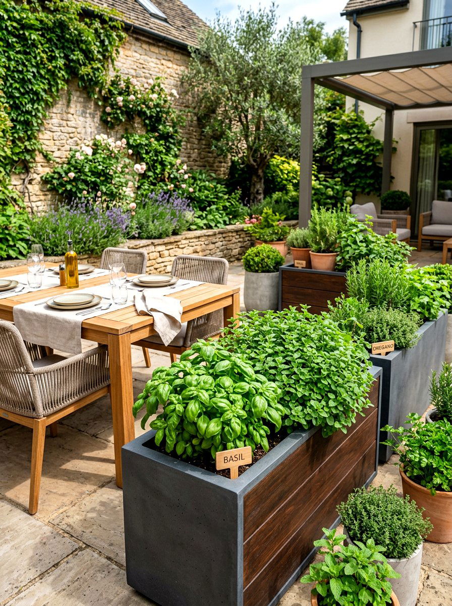 Patio Herb Garden - 30 courtyard herb garden ideas