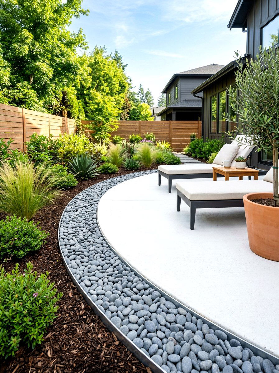 Patio Perimeter Border - 30 river rock landscaping ideas