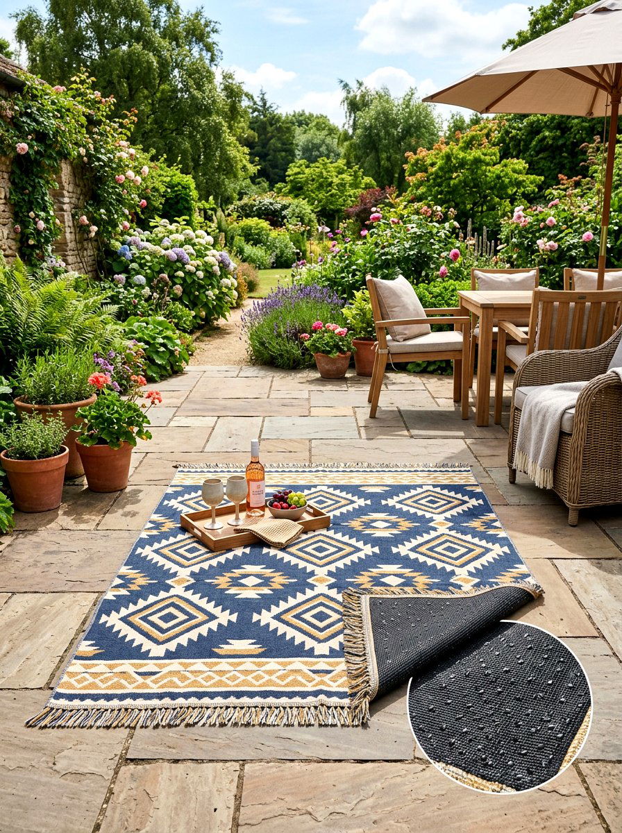 Patio Picnic With Rug Grippers - 30 picnic blanket corner ideas