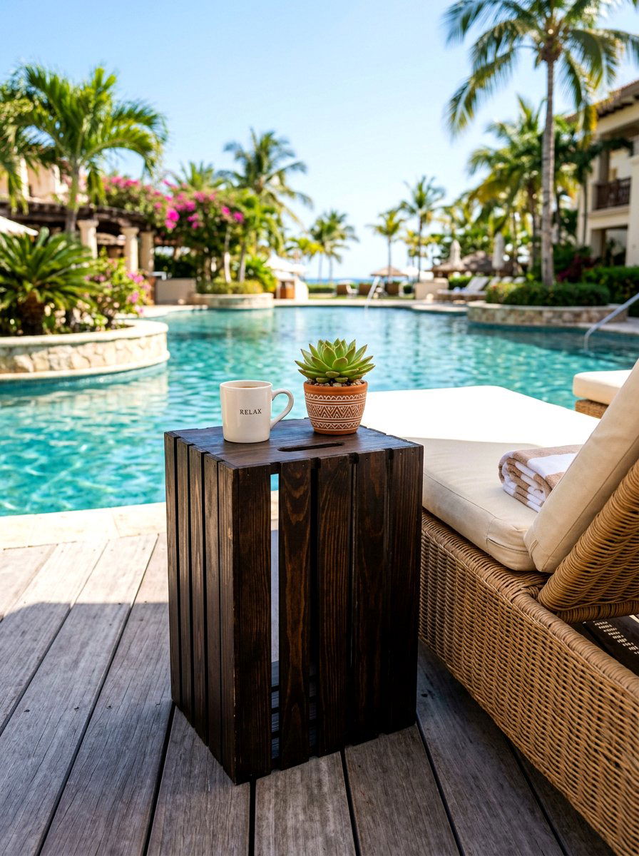 Patio Side Table Crate - 30 garden crate storage ideas