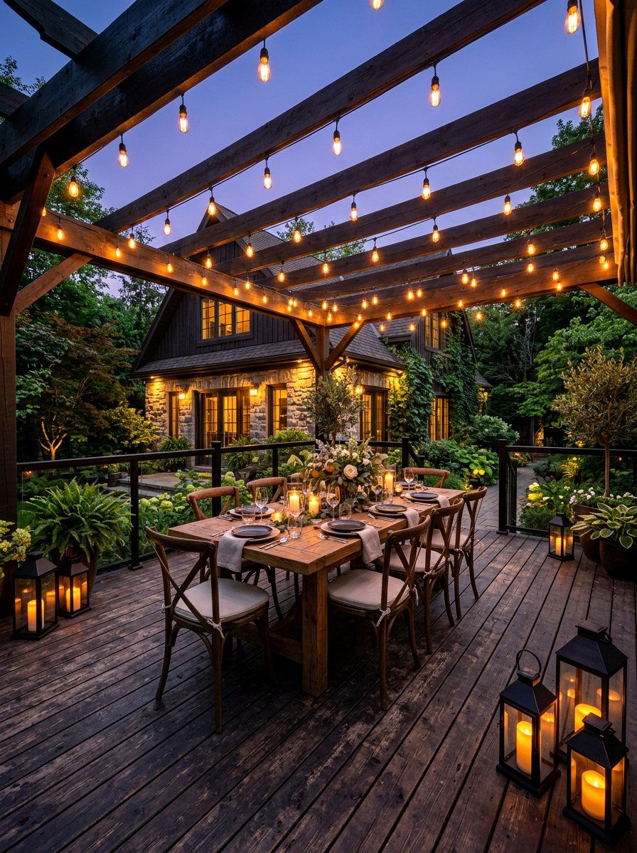 Patio String Lighting - 30 summer entertaining patio ideas