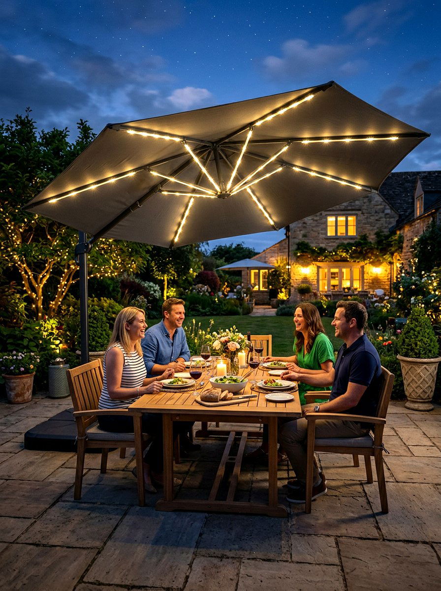 Patio Umbrella Lights - 30 outdoor structure lighting ideas