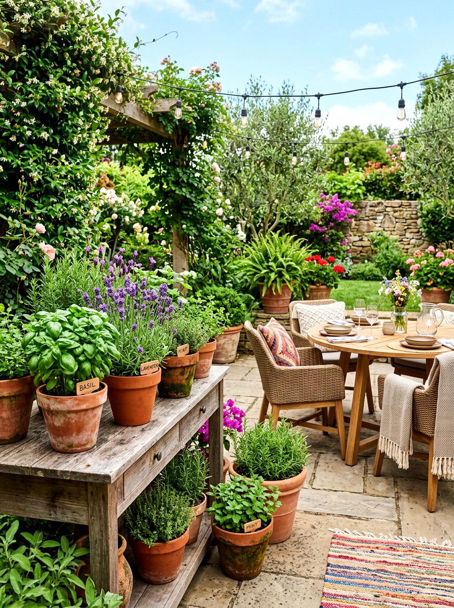 Patio herb garden - 30 kitchen garden backyard ideas