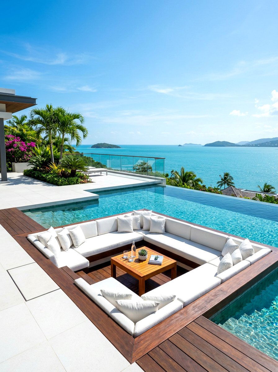 Patio sectional with fire pit - 30 pizza night patio ideas