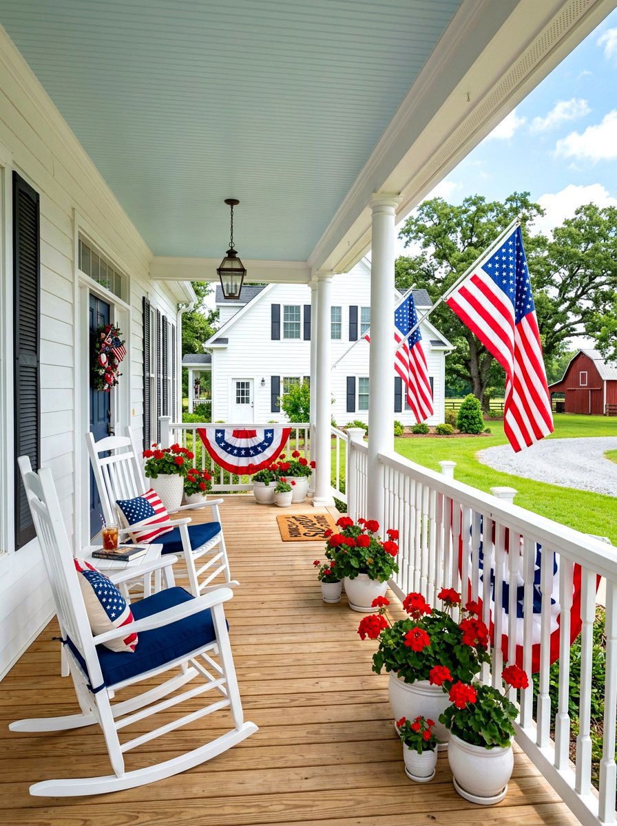 Patriotic Front Porch - 30 July porch ideas aesthetic