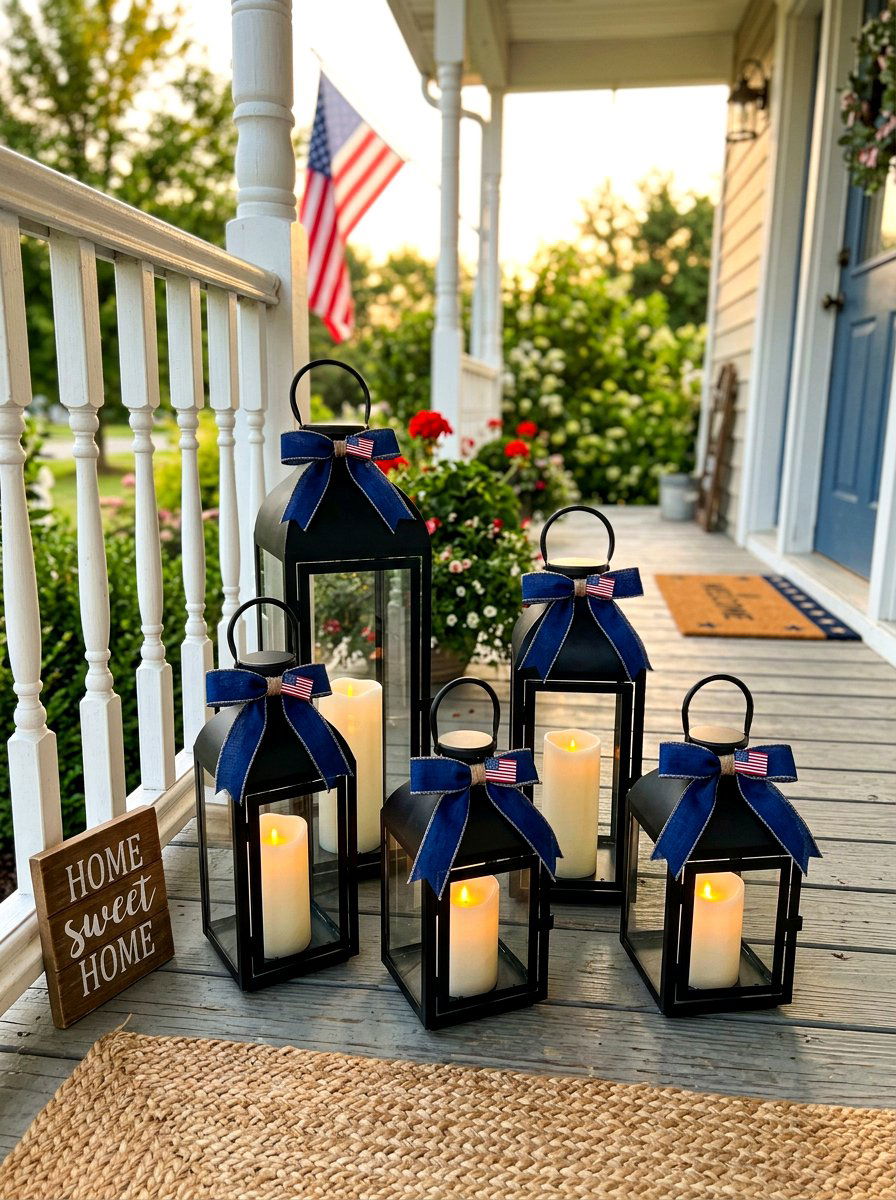Patriotic Lantern Vignette - 30 patriotic porch ideas