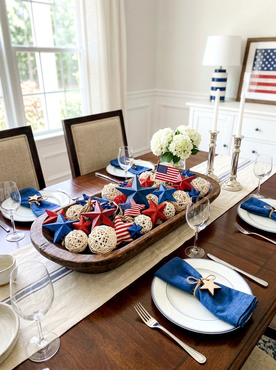 Patriotic bowl filler - 30 patriotic table decor ideas