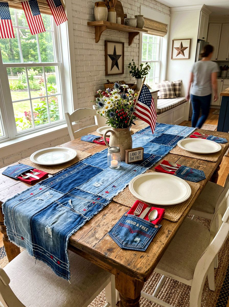 Patriotic denim table decor - 30 patriotic table decor ideas