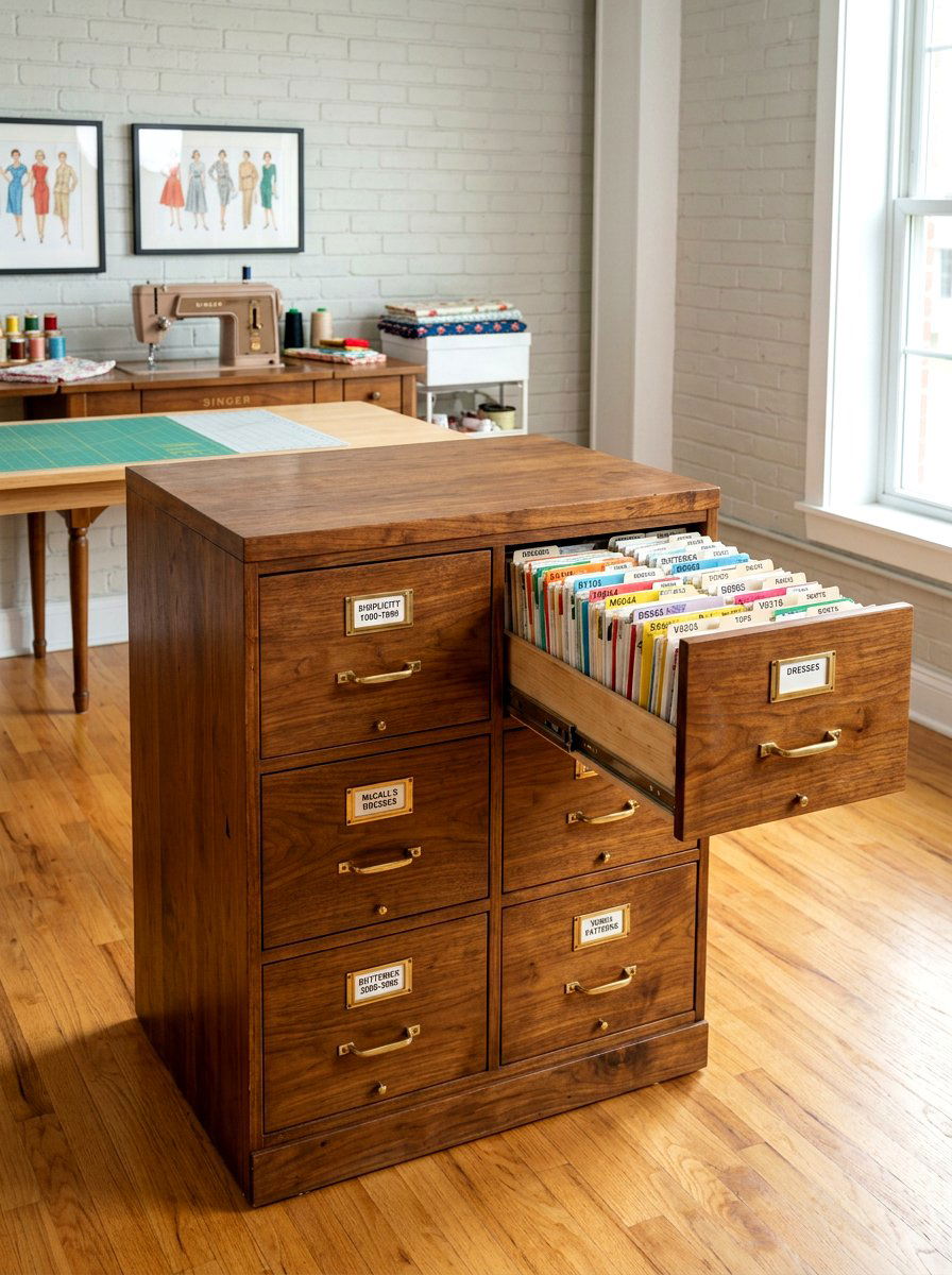 Pattern Filing Cabinet - 30 sewing room ideas