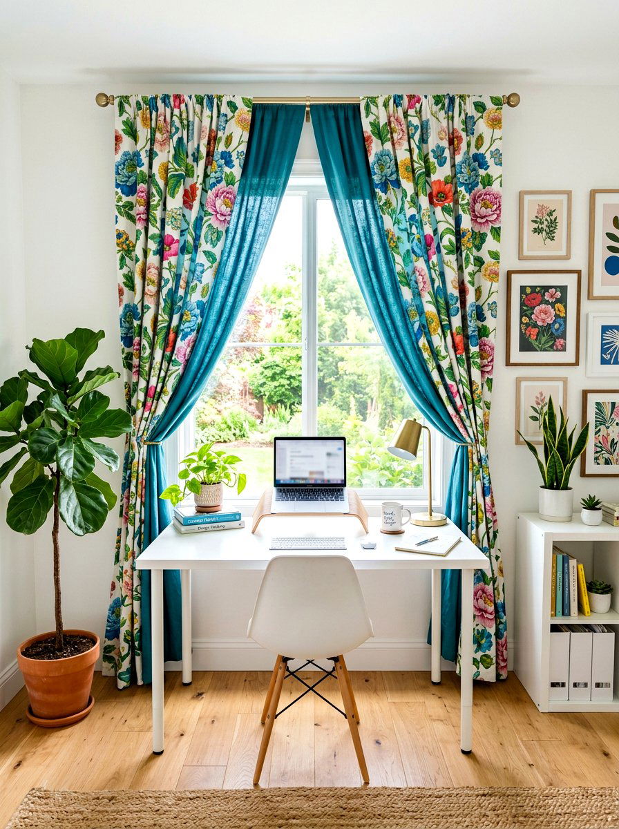 Patterned And Solid Curtains - 30 curtain layering ideas