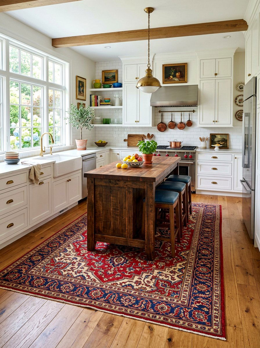 Patterned Area Rug - 30 eclectic kitchen ideas