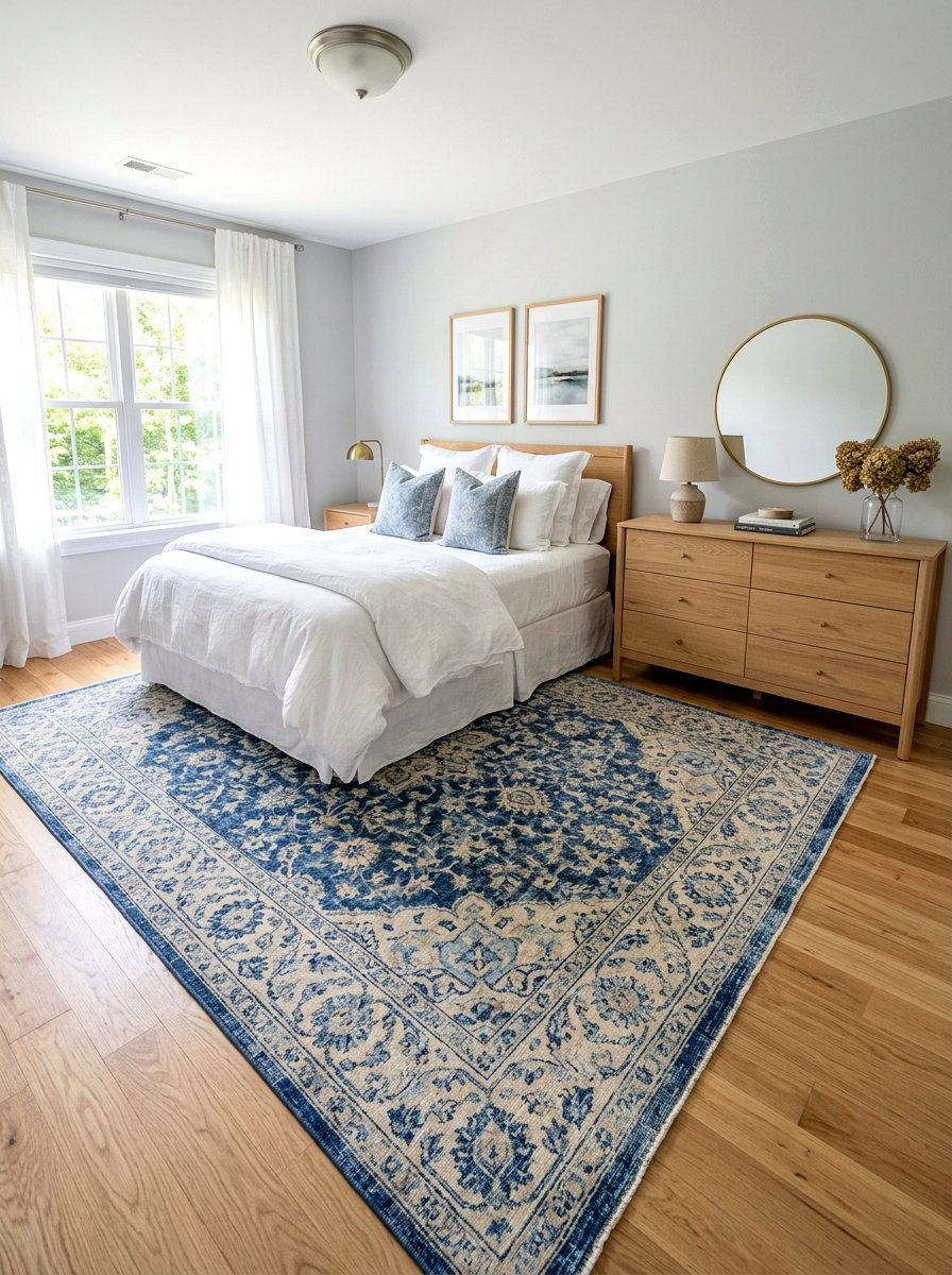 Patterned Area Rug - 30 spring bedroom glow up ideas