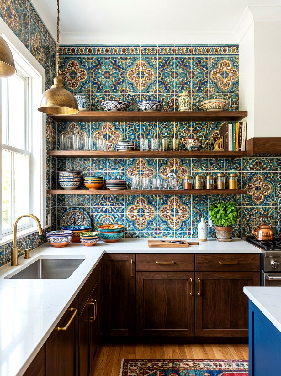 Patterned Backsplash Tile - 30 maximalist kitchen ideas