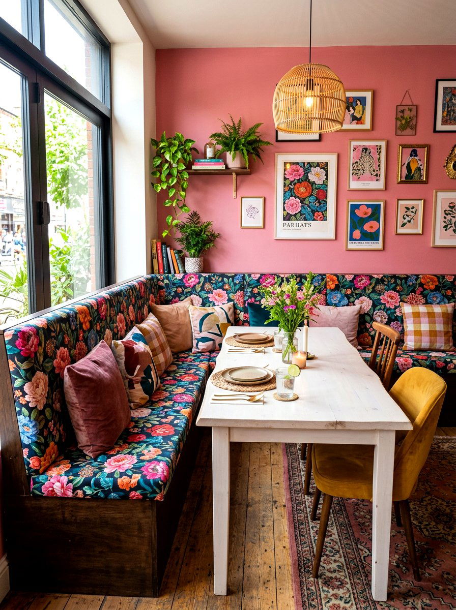 Patterned Banquette Seating - 30 banquette dining room aesthetic ideas