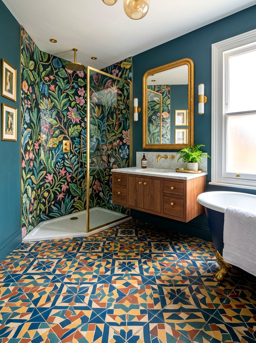 Patterned Bathroom Tiles - 30 maximalist decor ideas