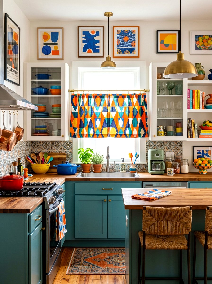 Patterned Cafe Curtain Kitchen - 30 cafe curtain kitchen ideas