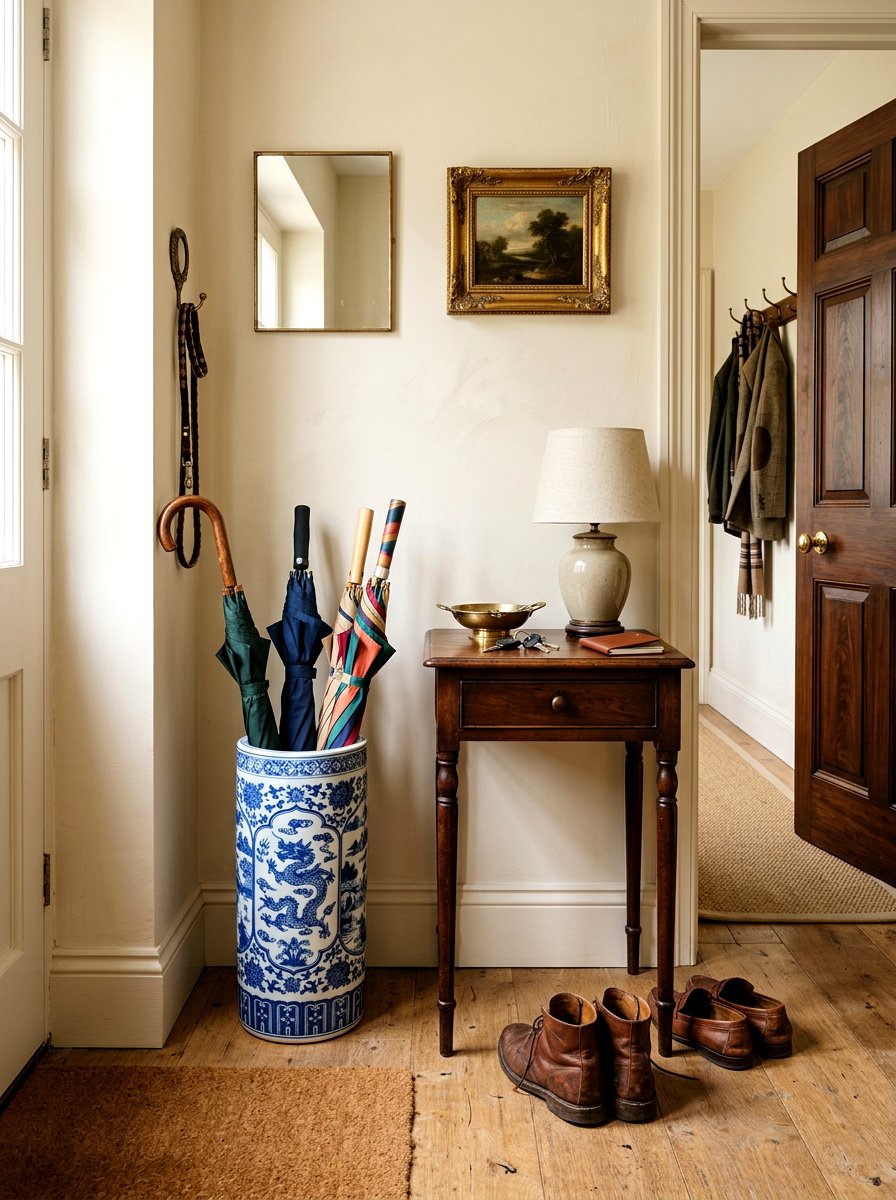Patterned Ceramic Umbrella Holder - 30 Nancy Meyers entryway ideas