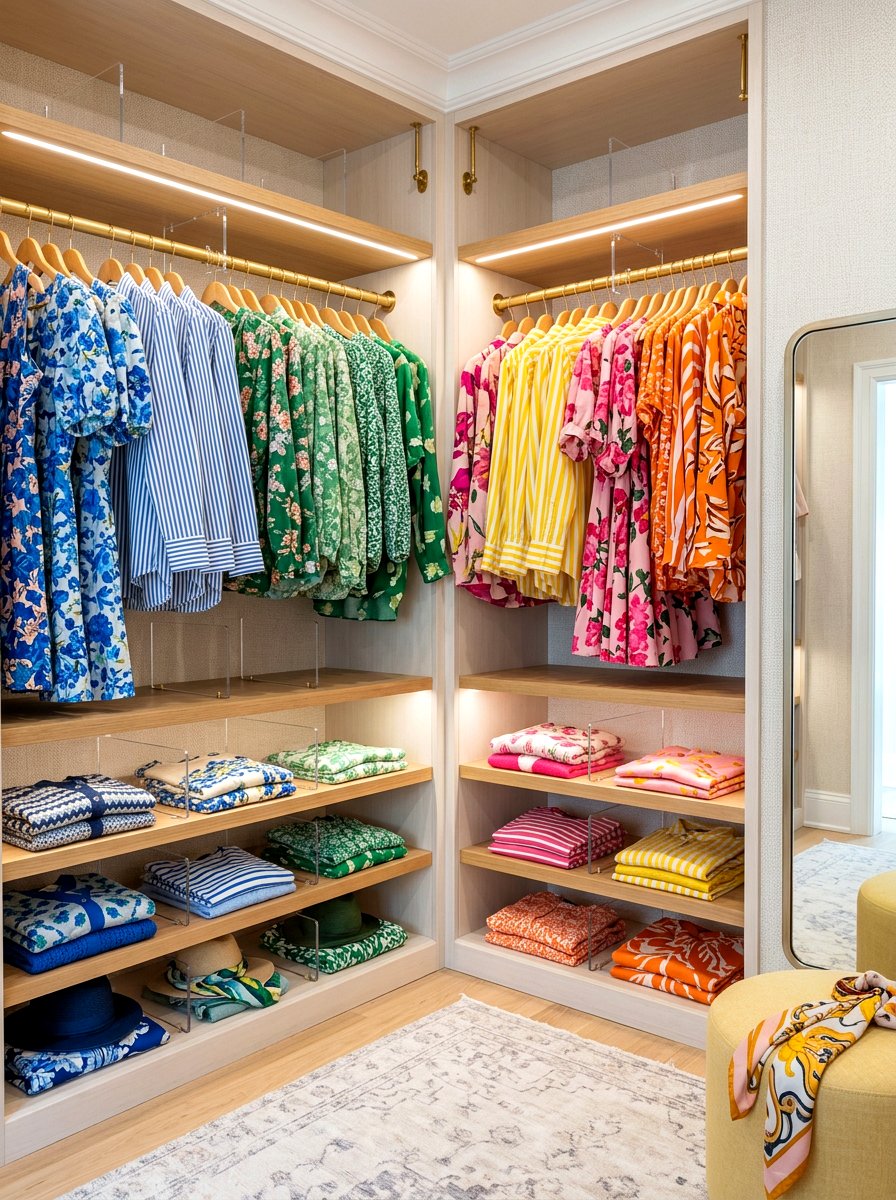Patterned Clothing Closet - 30 color coordinated closet ideas