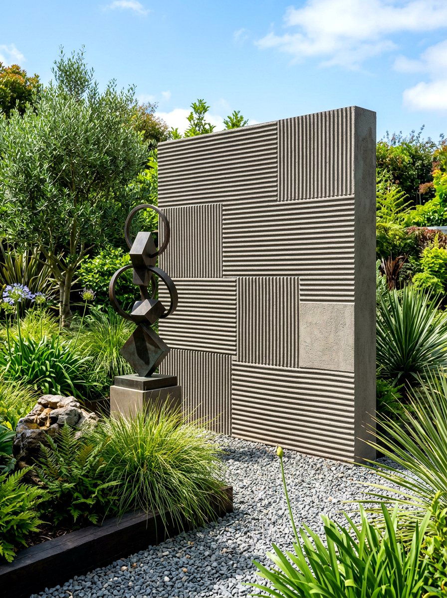 Patterned Comb Texture Stucco Panel - 30 textured stucco backyard ideas