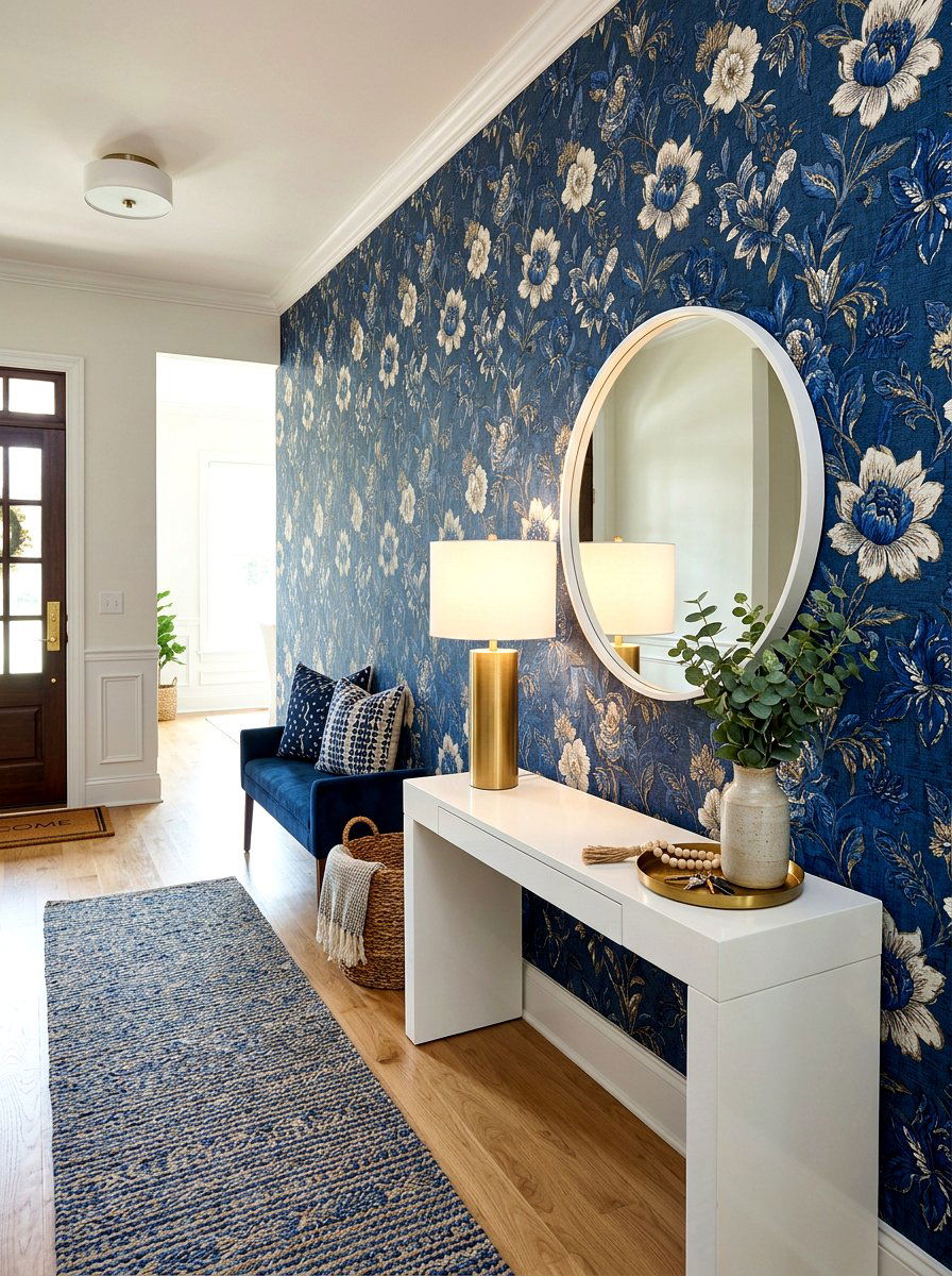 Patterned Entryway Wallpaper - 30 warm welcome entryway ideas