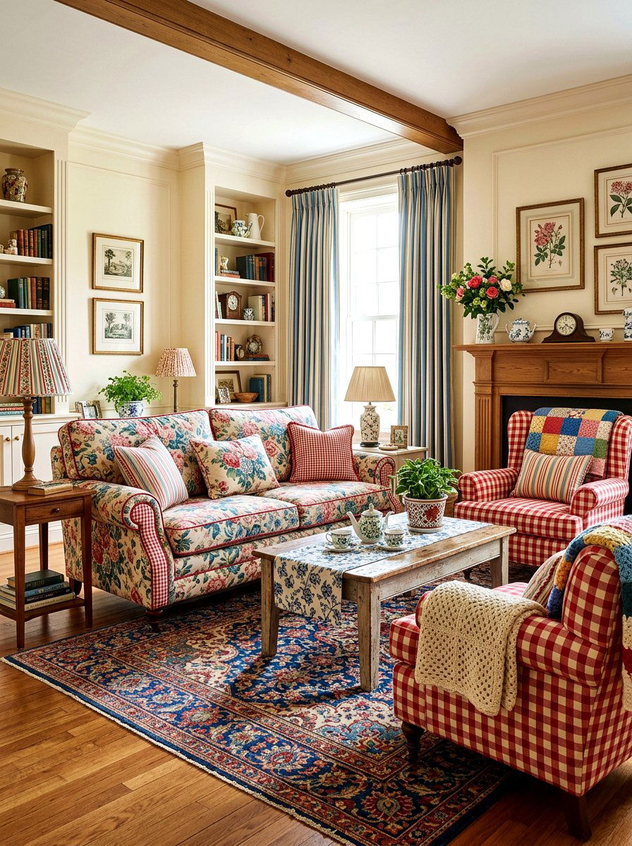 Patterned Fabric Living Room - 30 grandma core living room ideas