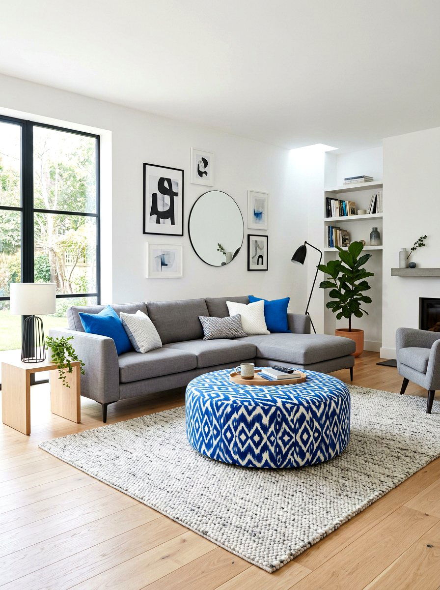 Patterned Fabric Ottoman - 30 ottoman styling ideas
