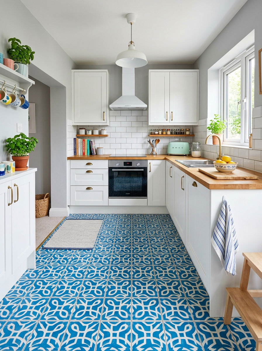 Patterned Floor Small Kitchen - 30 small kitchen ideas