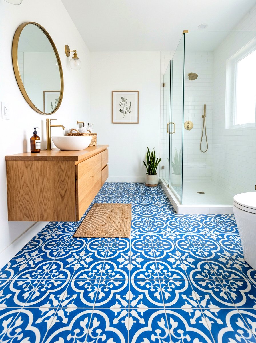 Patterned Floor Tile - 30 condo bathroom ideas
