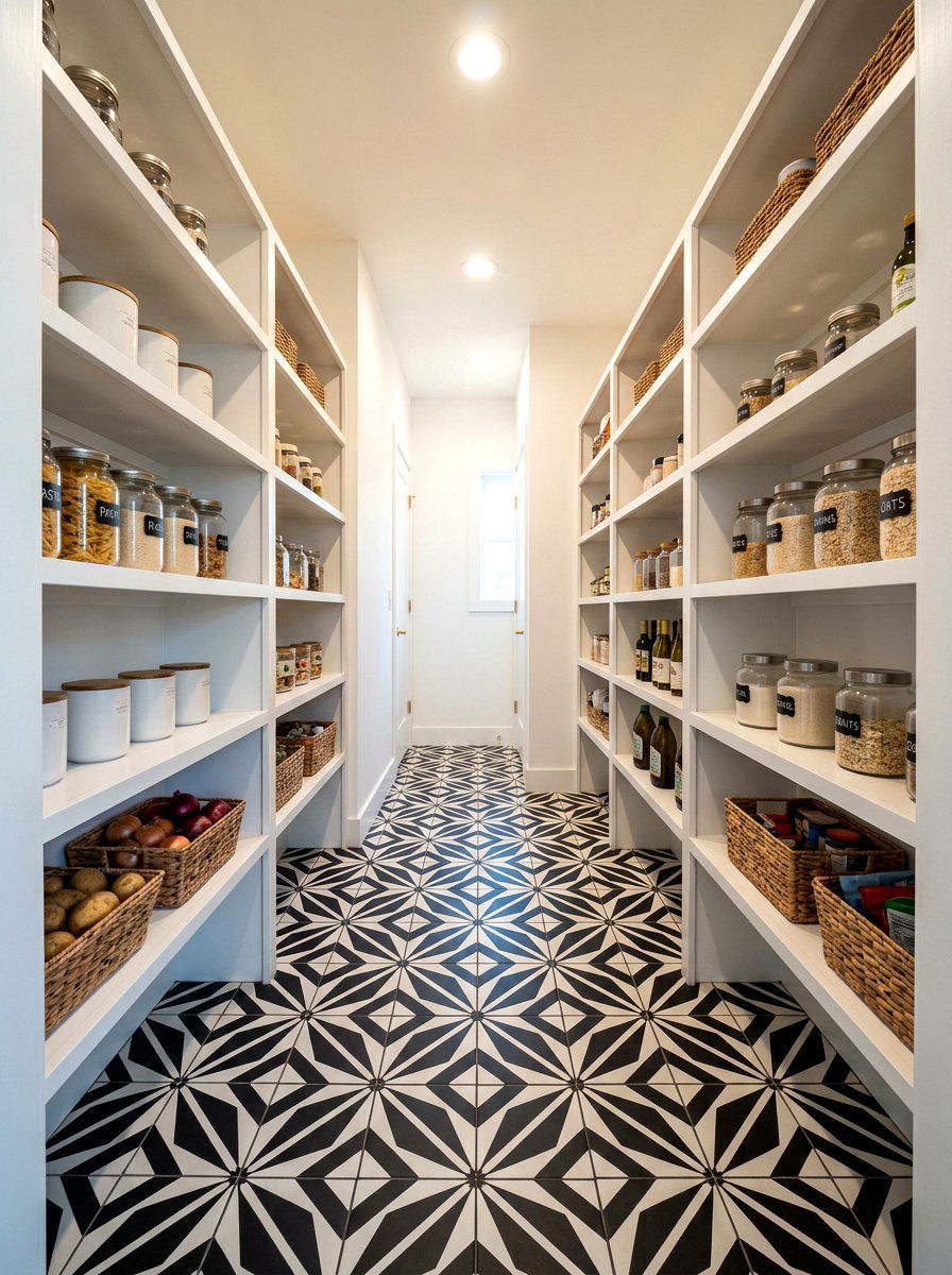 Patterned Floor Tile - 30 bakery style pantry ideas