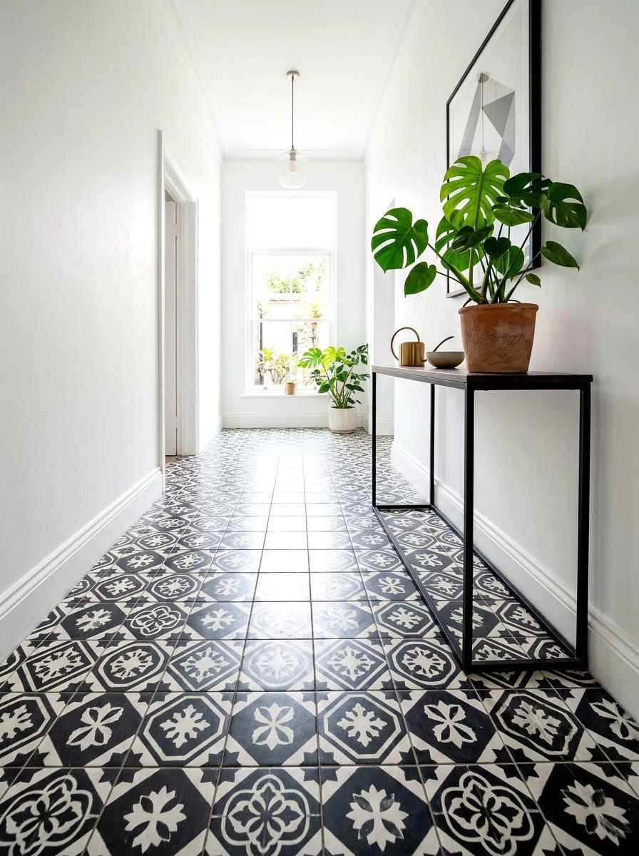 Patterned Floor Tile - 30 warm welcome entryway ideas