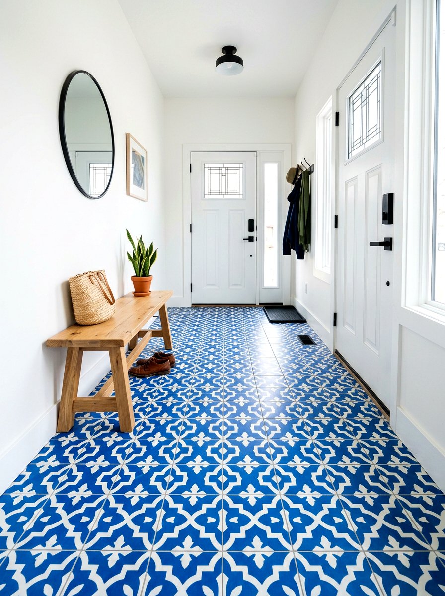 Patterned Floor Tile - 30 family entryway ideas
