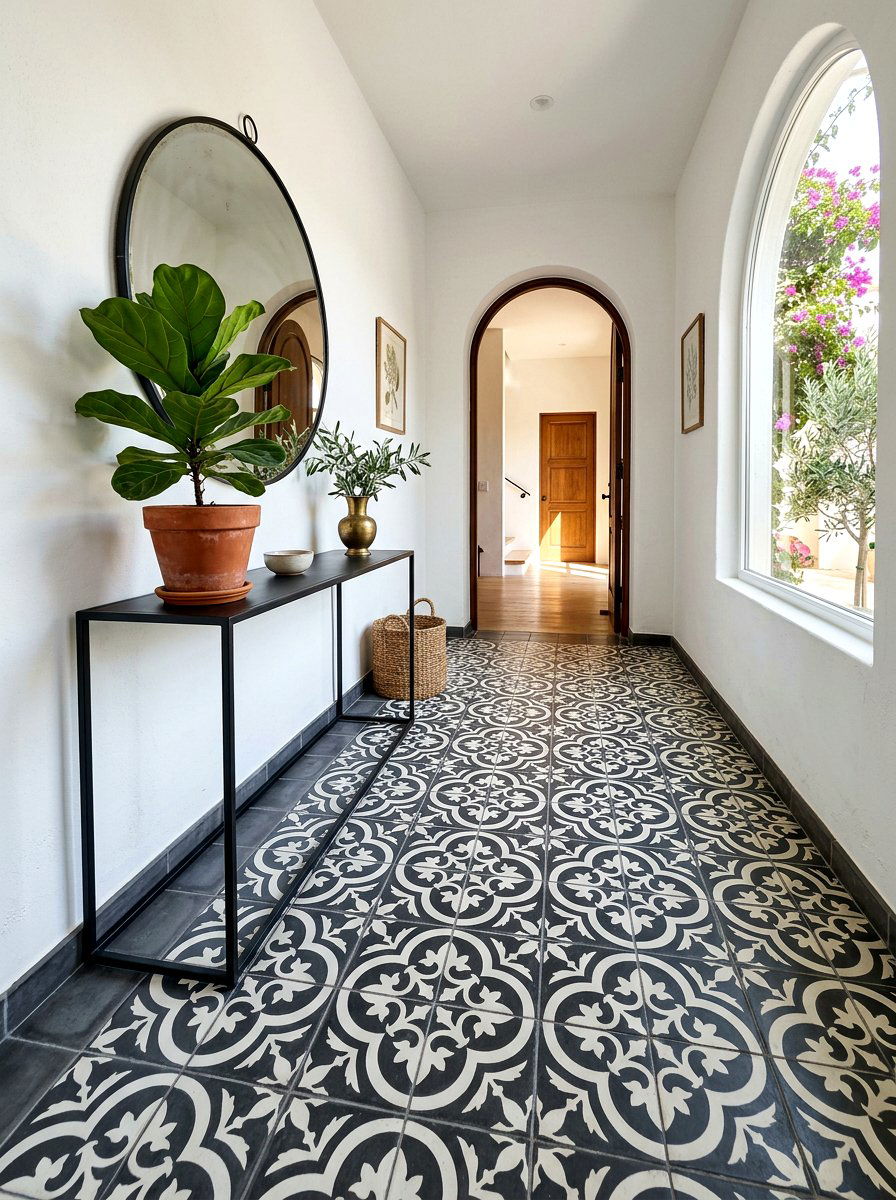 Patterned Floor Tile - 30 front hallway decor ideas