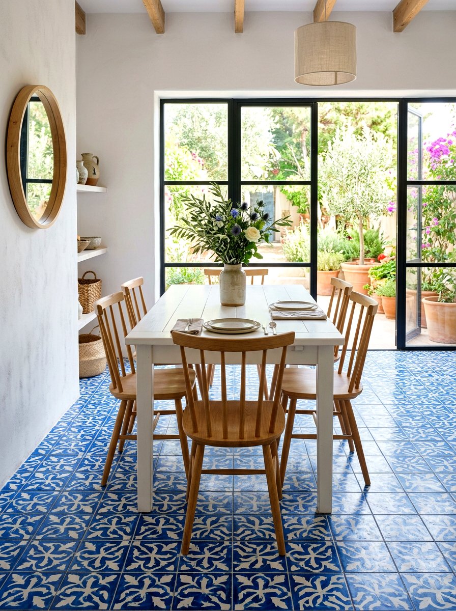 Patterned Floor Tiles - 30 cafe style dining ideas
