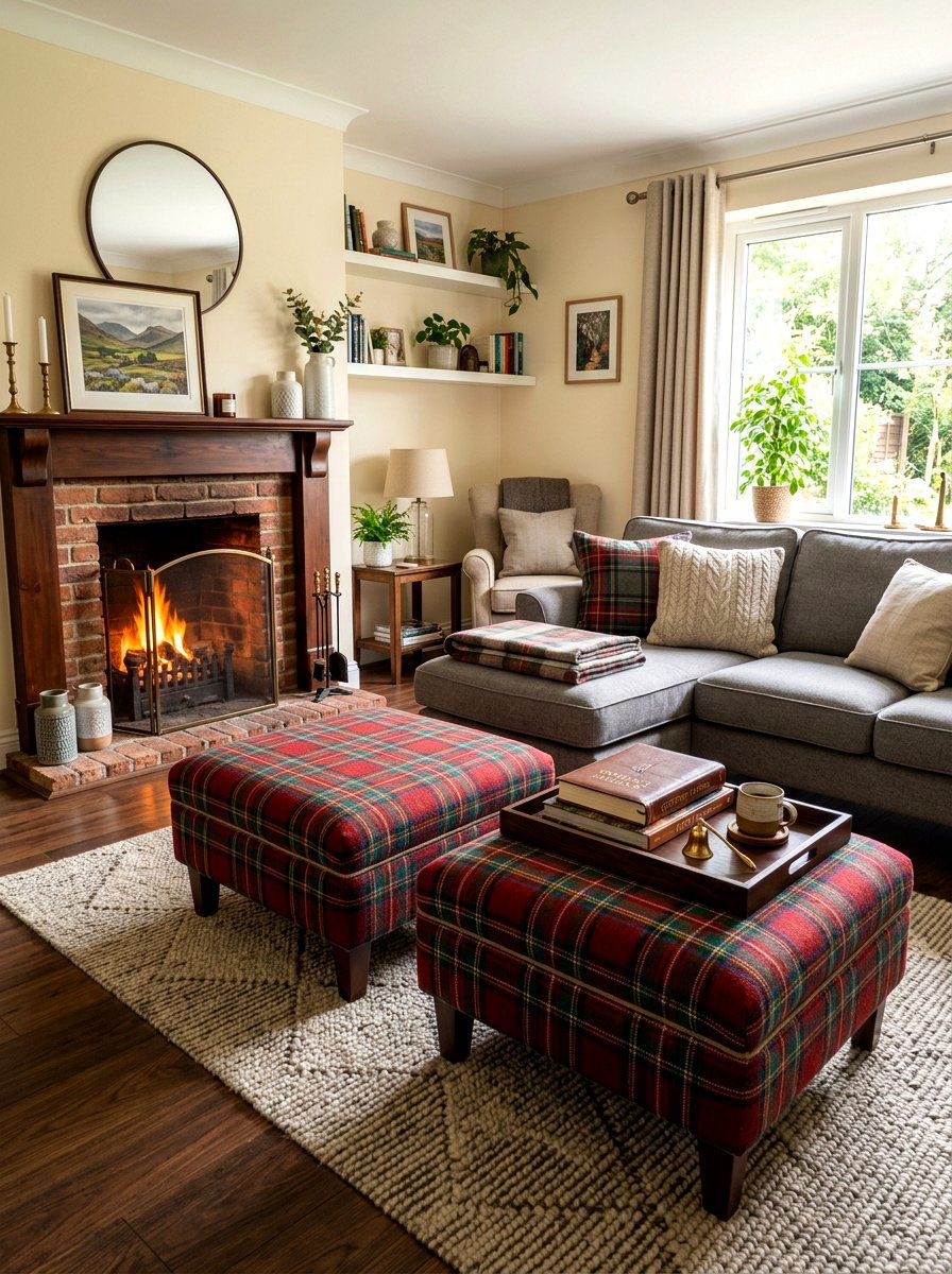 Patterned Footstools - 30 English country living room ideas