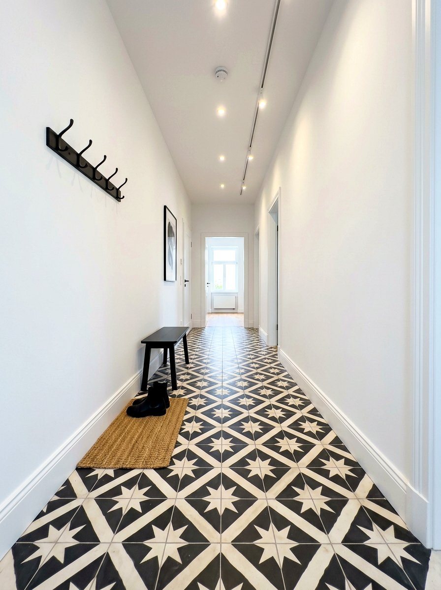 Patterned Hallway Tile - 30 narrow hallway ideas