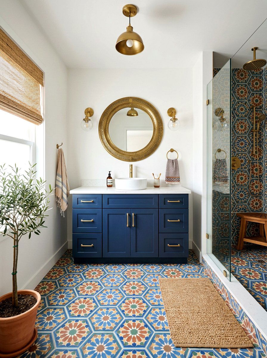 Patterned Hex Tile Bathroom - 30 hex tile bathroom ideas