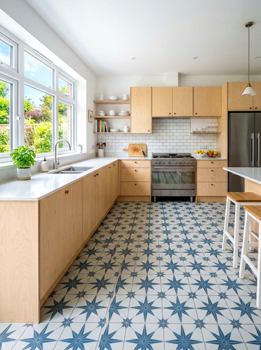 Patterned Linoleum Flooring - 30 retro kitchen ideas