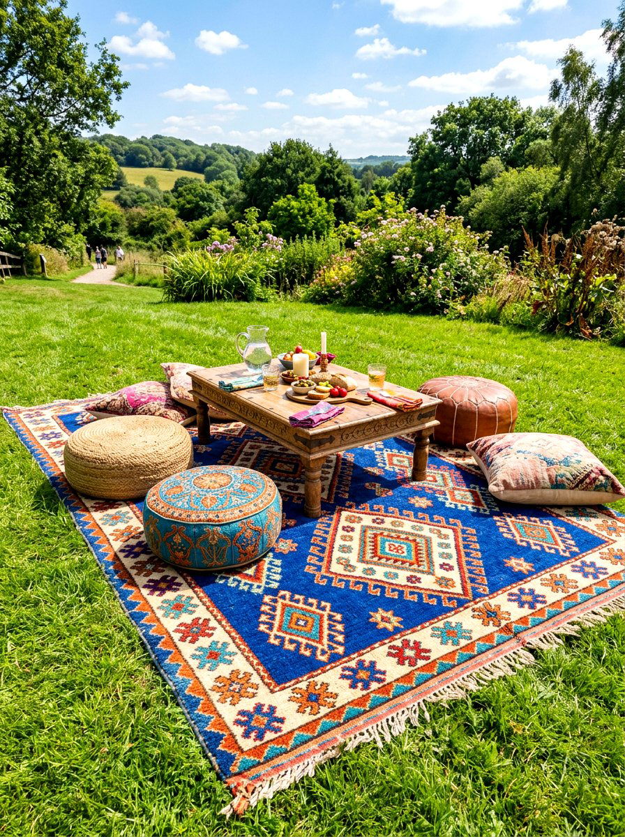 Patterned Moroccan Rug - 30 picnic party decor ideas