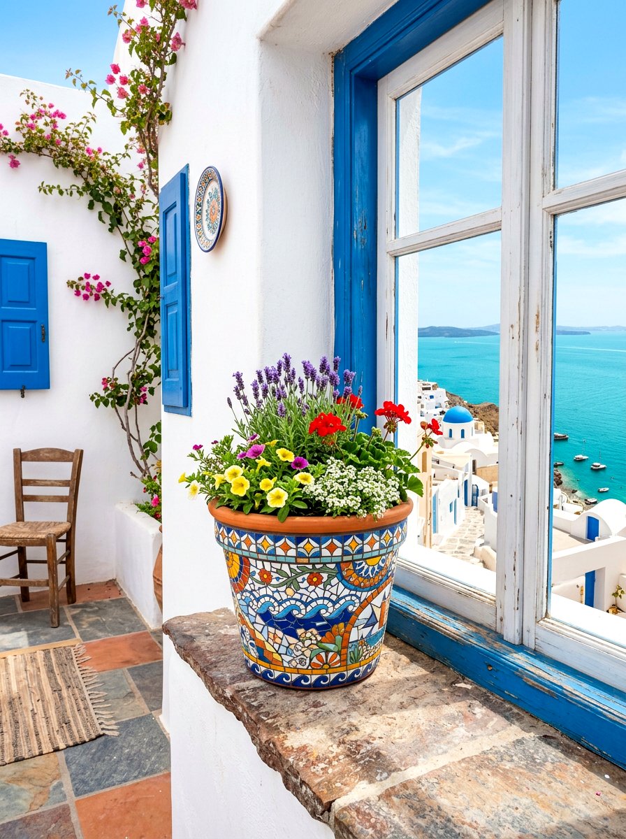 Patterned Mosaic Plant Pot - 30 windowsill planter ideas