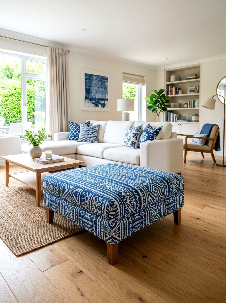 Patterned Ottoman In Living Room - 30 oversized ottoman living room ideas