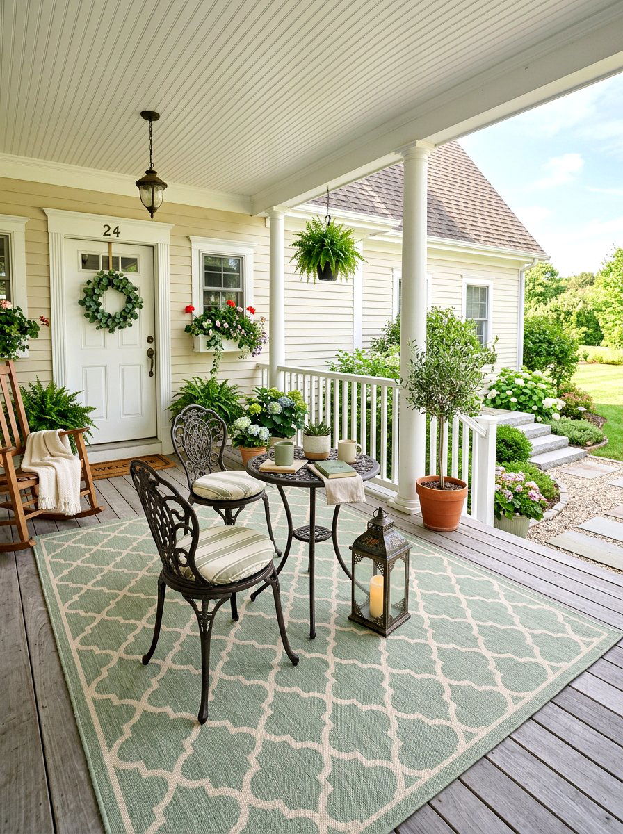 Patterned Outdoor Rug - 30 front porch spring refresh ideas