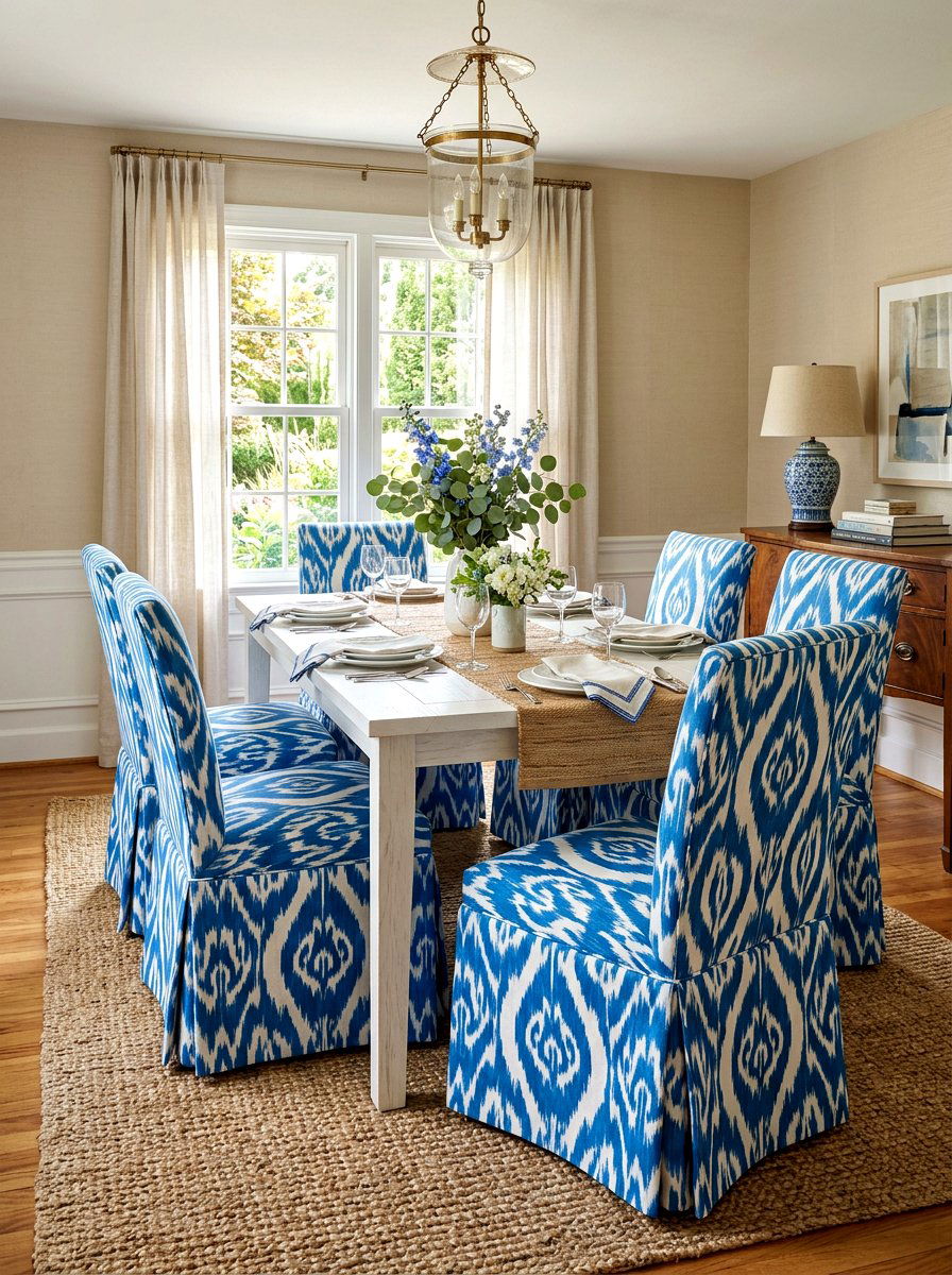 Patterned Skirted Dining Chair - 30 skirted dining chair ideas