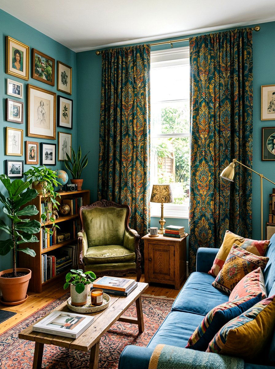 Patterned Statement Curtains - 30 statement drapes living room ideas