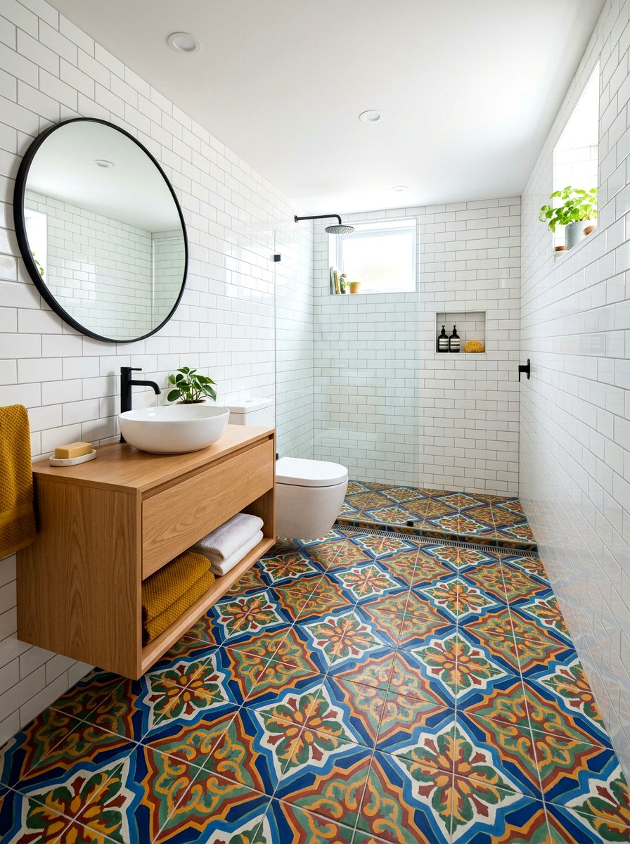Patterned Tile Basement Bathroom - 30 basement bathroom ideas