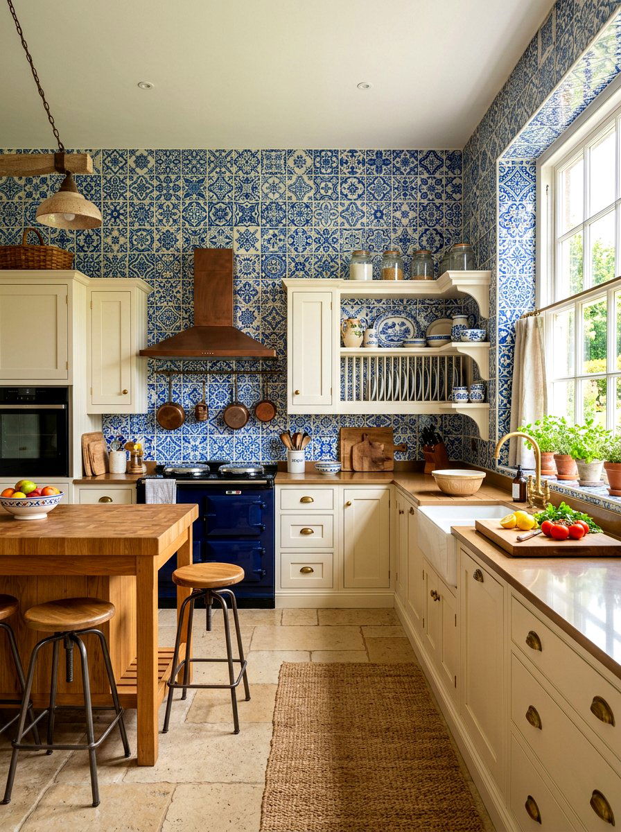 Patterned Tile Kitchen - 30 old world kitchen ideas