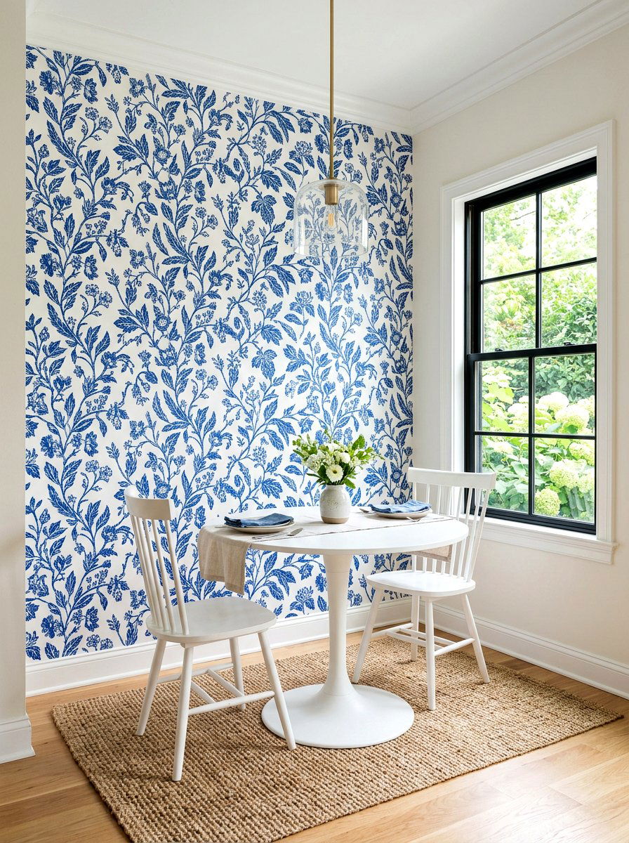 Patterned Wallpaper Accent - 30 bistro dining room ideas