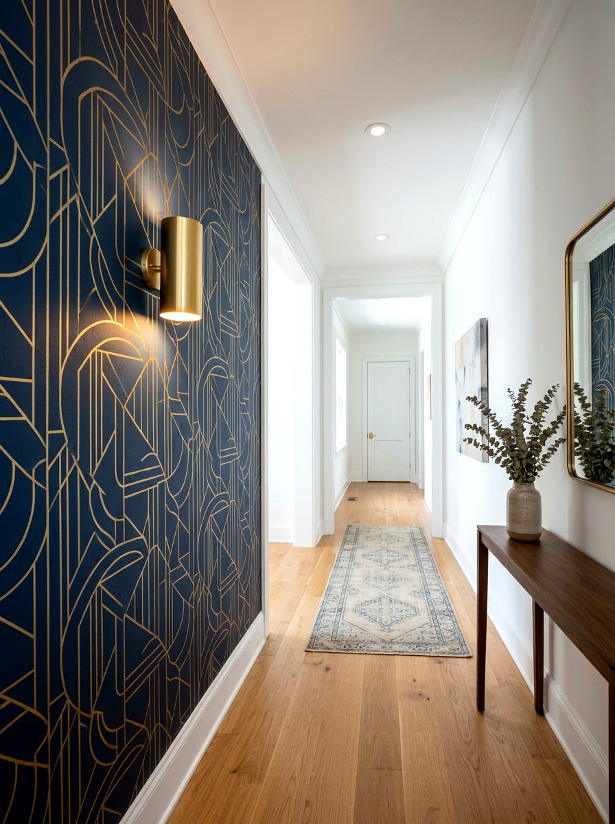 Patterned Wallpaper Accent - 30 hallway decor ideas