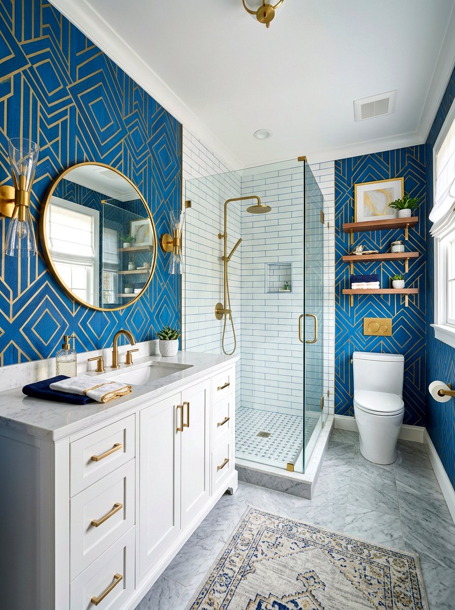 Patterned Wallpaper Bathroom - 30 dramatic bathroom ideas